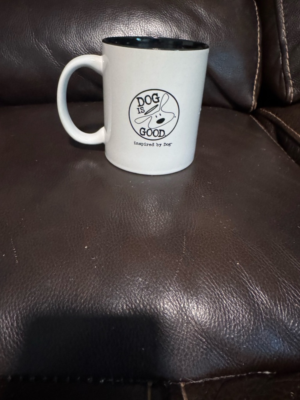 Dog Is Good Ceramic Coffee Mug - White with Black Interior